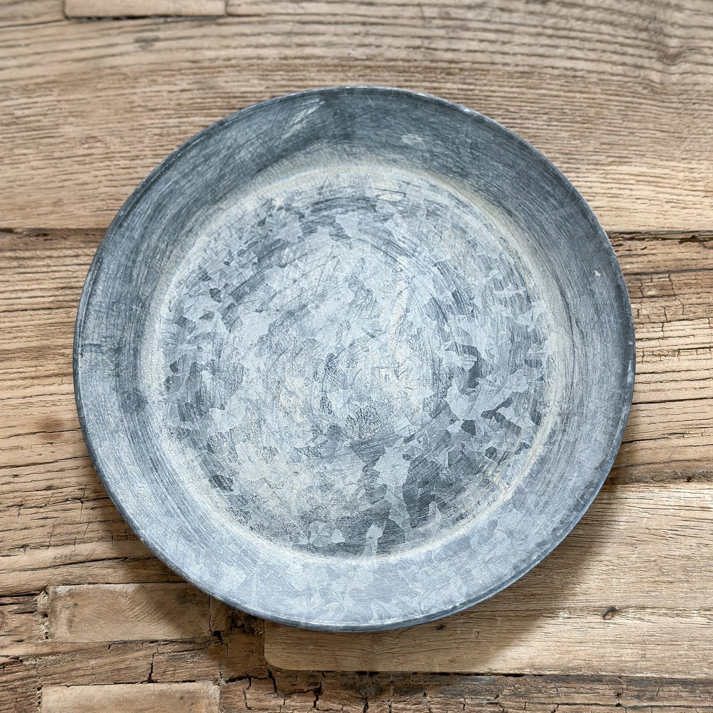 Mini Dekoteller aus Zink, 19cm, von Wohnen auf dem Land, kleines Metall-Tablett für Tischdeko, natürliche Landhaus-Optik