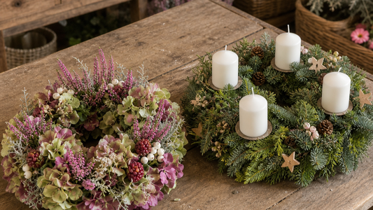 Herbstkranz und Adventskranz für die Kranz-Workshops mit Sabrina 2026