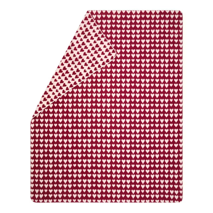 David Fussenegger Kuschelige Wohndecke "Herzen" Flanell Bordeaux Rot 150x200cm