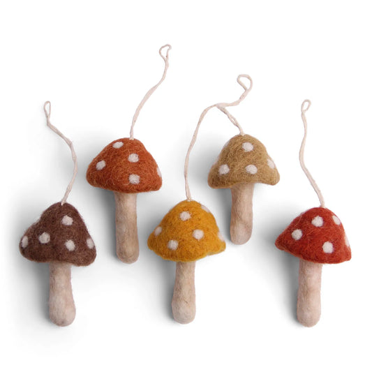 Anhänger Pilze "Rusty Red" Filz 5er Set