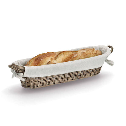 Baguette-Korb mit Beutel "Brotzeit Natur" Weide/Canvas