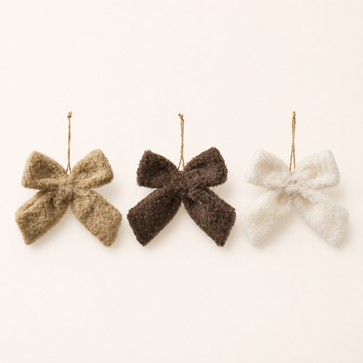 Drei Stoffschleifen Soft Bow in Creme Beige und Braun