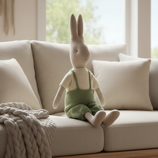 Kaninchen "Gestricktes Hemd und Overall" Klassisch Größe 5 - 70cm