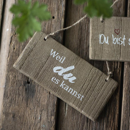 Schild Aufhänger "Weil du es kannst" Juteband Holz - Wohnen auf dem Land