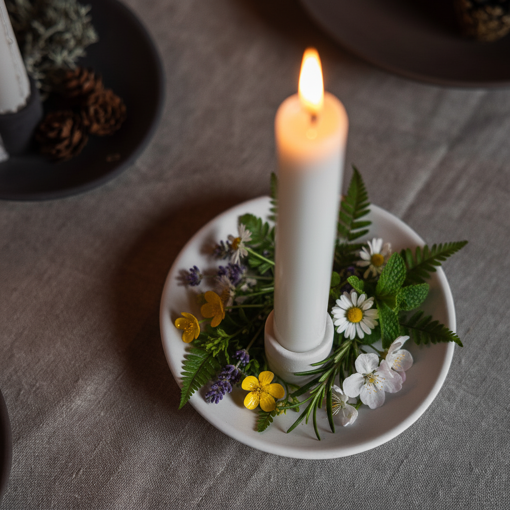 Kleine matte weiße Keramikschale "Ekby" von Storefactory, ideal als Kerzenhalter, Durchmesser 13 cm.