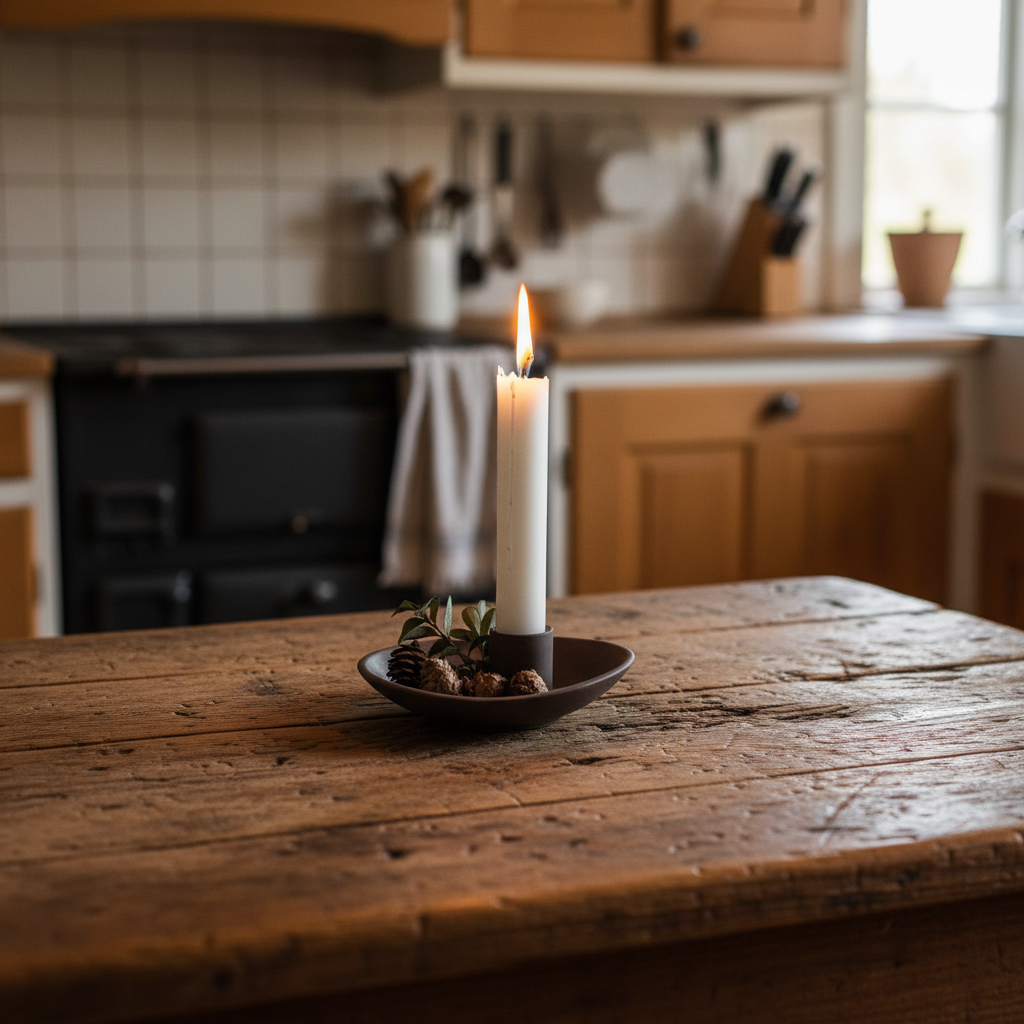Kleiner Kerzenhalter "Ekby" aus mattem Braun-Keramik, 13 cm, stilvoller Kerzenhalter für dekorative Beleuchtung