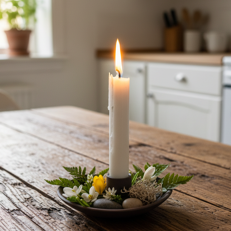 Kleiner Kerzenhalter "Ekby" aus mattem braunem Keramik, 13 cm hoch, stilvoller Dekorationsgegenstand für Kerzen.