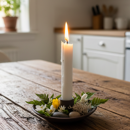 Kleiner Kerzenhalter "Ekby" aus mattem braunem Keramik, 13 cm hoch, stilvoller Dekorationsgegenstand für Kerzen.