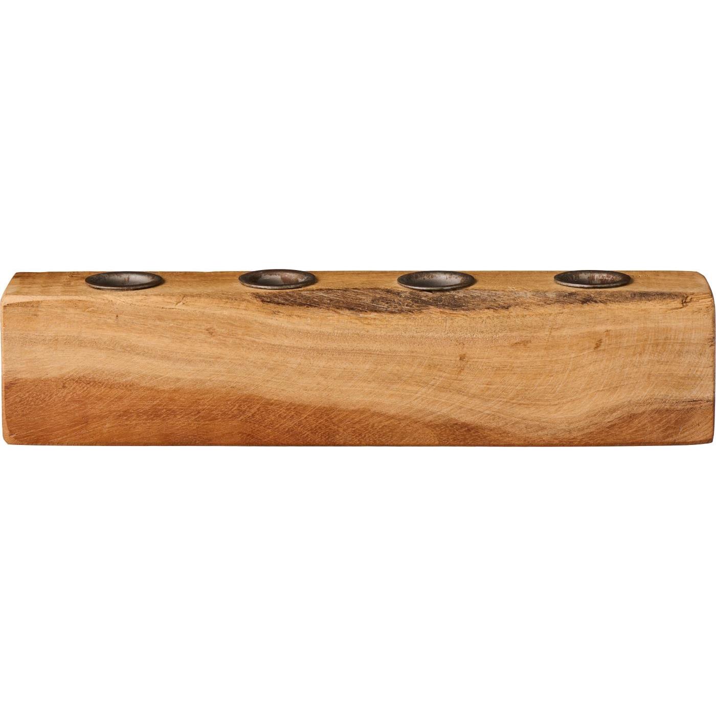 Kerzenhalter für 4 x 2,2 cm Kerzen Holzblock UNIKA