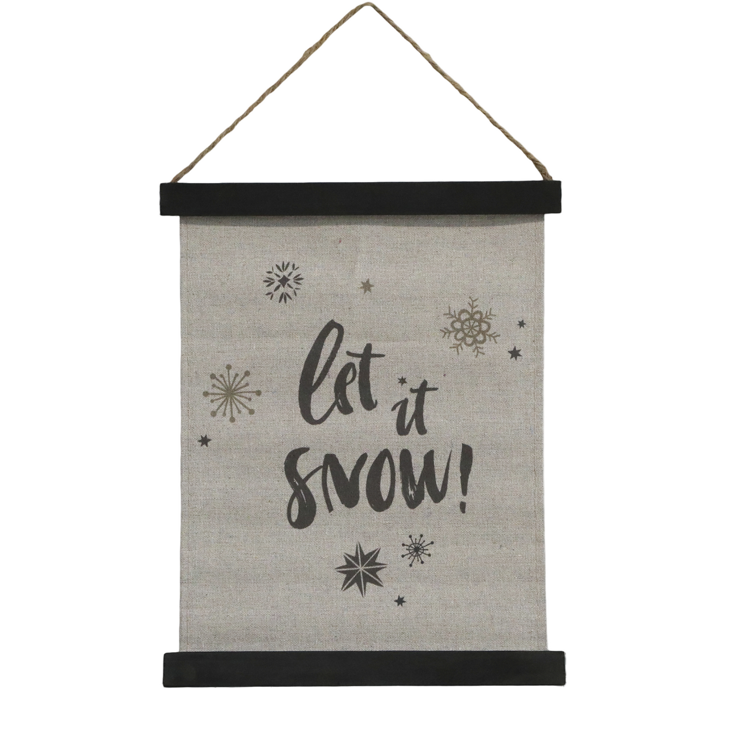 Leinwand Bild Deko "Let it snow!" Aufhänger Holz antique schwarz