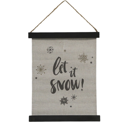 Leinwand Bild Deko "Let it snow!" Aufhänger Holz antique schwarz