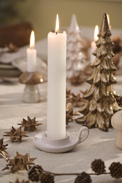 Kerzenhalter Schale „Cosy Candle“ Keramik Weiß 11cm - Wohnen auf dem Land