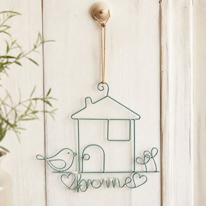 Metall-Dekoanhänger "Home" in Zink und Teal, 22,5 cm, von Wohnen auf dem Land, für Haus- und Garten-Dekoration.