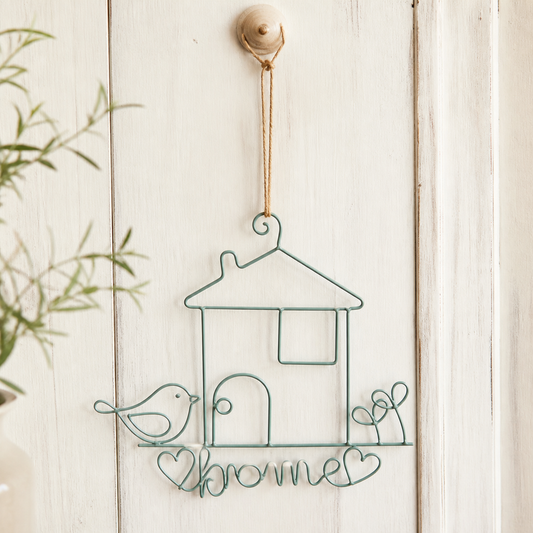 Metall-Dekoanhänger "Home" in Zink und Teal, 22,5 cm, von Wohnen auf dem Land, für Haus- und Garten-Dekoration.