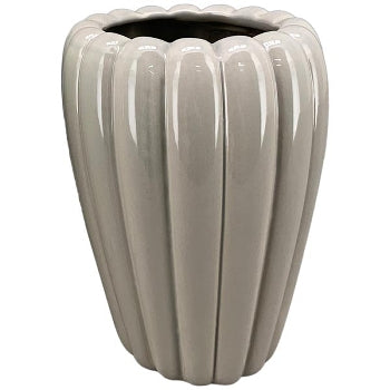 Vase Topf "Silo" Keramik glänzend grau hoch