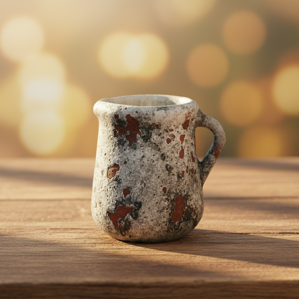 Zementgrauer Pflanzkrug Kanne Vase „Provence“ von Wohnen auf dem Land, 11,5 cm, mit Pflanzen dekorativ aufgestellt
