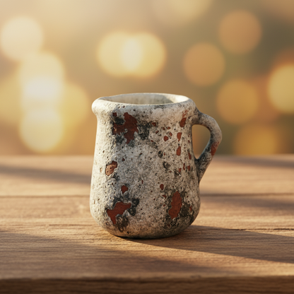 Zementgrauer Pflanzkrug Kanne Vase „Provence“ von Wohnen auf dem Land, 11,5 cm, mit Pflanzen dekorativ aufgestellt