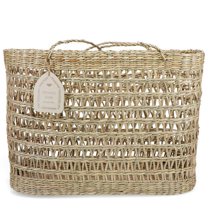 Rex London Shopper Tote-Bag "Ibiza" aus Seegras in natürlicher Farbe, 47 cm, B-Ware, gewebte Tragetasche für Einkäufe und Alltag