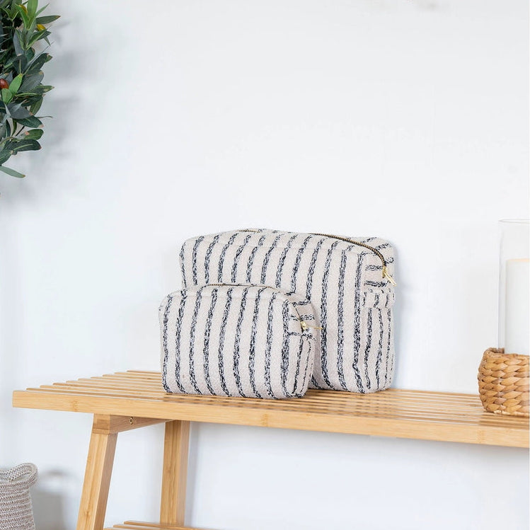 Zwei Kulturbeutel "Nador" Sand Mix von Wohnen auf dem Land, weiche Stofftaschen mit Reißverschluss, für Reise- und Badaccessoires