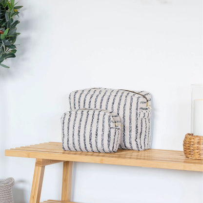 Zwei Kulturbeutel "Nador" Sand Mix von Wohnen auf dem Land, weiche Stofftaschen mit Reißverschluss, für Reise- und Badaccessoires