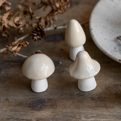 Deko Pilz "Bosten" Keramik glasiert Beige spitz