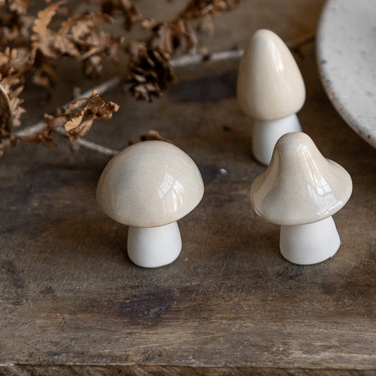 Deko Pilz "Bovik" Keramik glasiert Beige rund