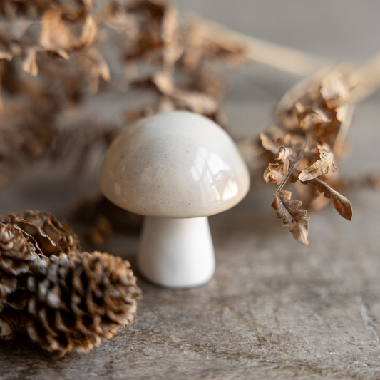 Deko Pilz "Bovik" Keramik glasiert Beige rund