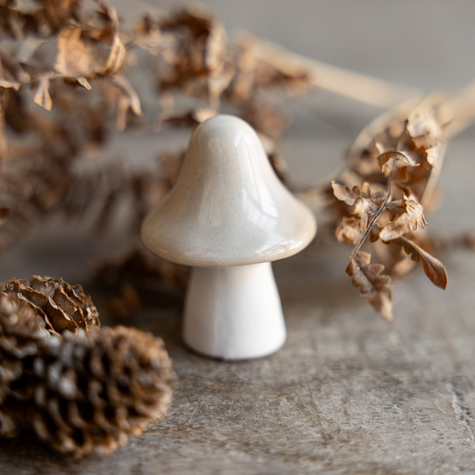 Deko Pilz "Bosten" Keramik glasiert Beige spitz