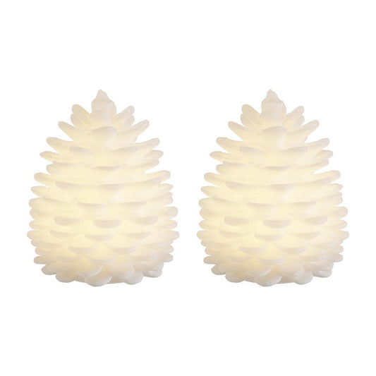 LED Zapfen "Hvid Kogle" Weiß 10cm 2er Set