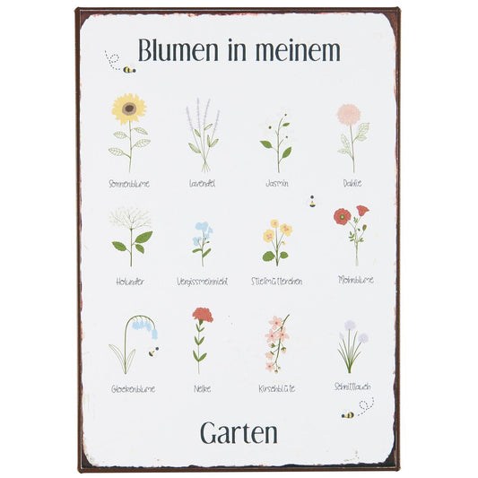 Schild "Blumen in meinem Garten" Metall