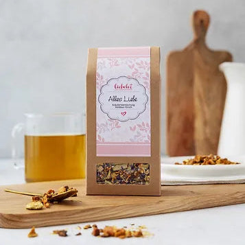 Teeschachtel "Alles Liebe" 30g Kräutertee Himbeer-Kirsch