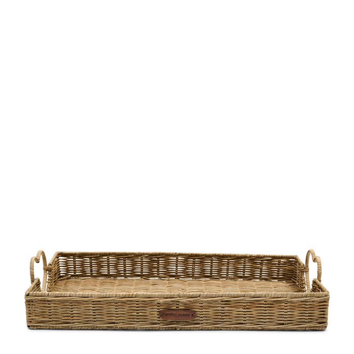Tablett Korb "Happy Heart" Herzgriff Rattan Rustic Natur 51cm