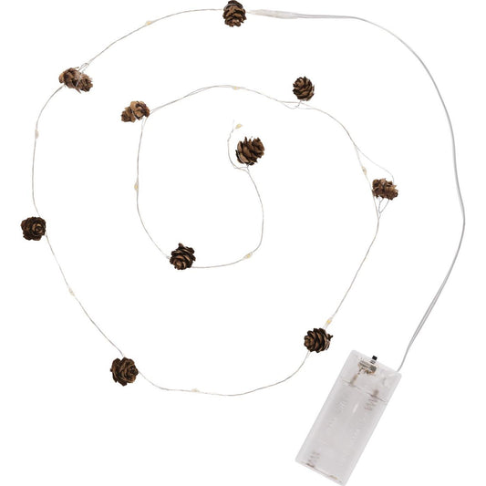 Lichterkette mit 10 LED-Lichtern und Zapfen für drinnen