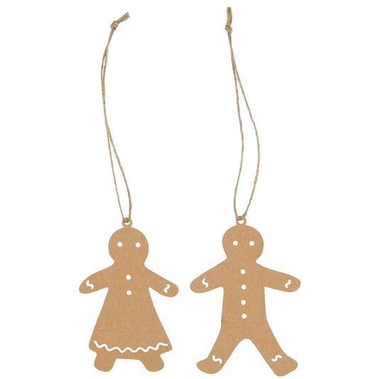 Aufhänger Scherenschnitt Lebkuchenpärchen "Ginger & Spice" Papier Natur 2er Set