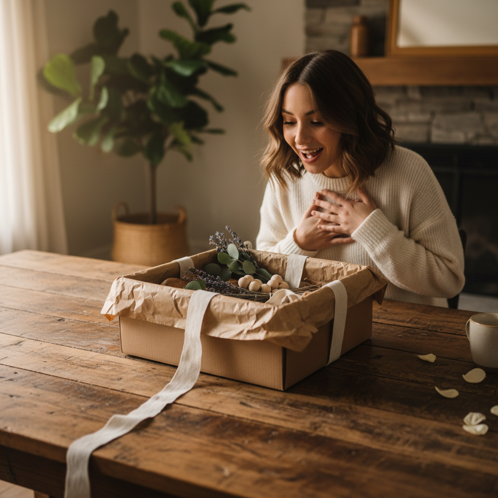 Abonnement "Cosy Box" von Wohnen auf dem Land mit Überraschungskarton voller Wohnideen und Dekorationsartikel.