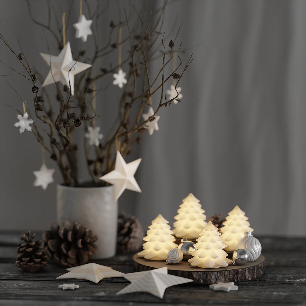 LED Tannenbaum "Hvid Juletræer" Weiß 7cm 4er Set