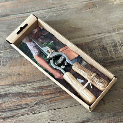 Gartenschere mit Holzgriff aus Stahl, 21 cm, ideal für Blumen und Gartenarbeit, von Wohnen auf dem Land