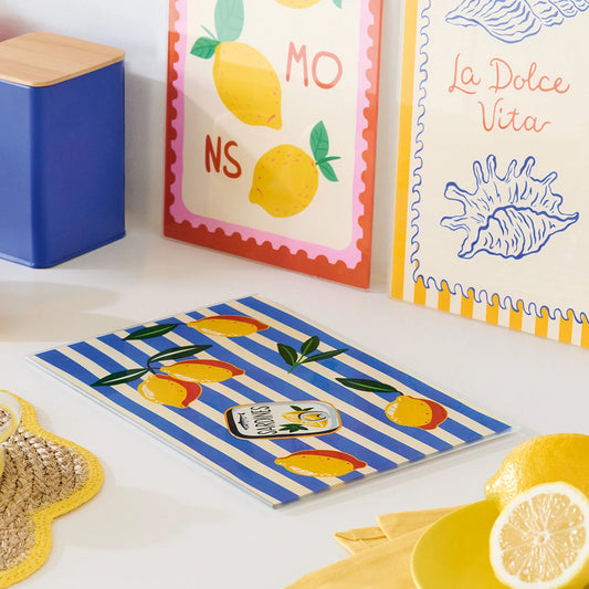 Bunte Glasschneideplatte "Italia" aus Glas mit mediterranem Design, Küchenzubehör von Wohnen auf dem Land