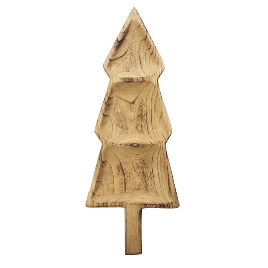 Schale Tannenbaum „Julträ“ Holz Natur 3 Mulden 62cm - Wohnen auf dem Land