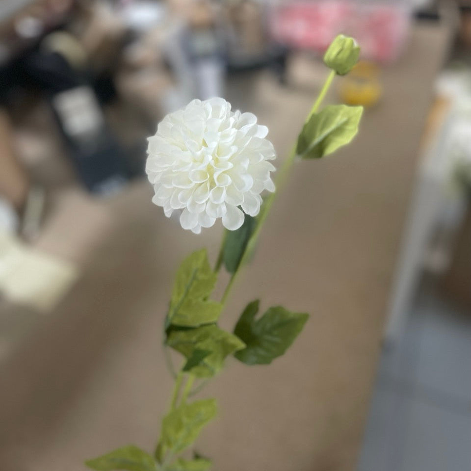 Blume Stiel Dahlie "Clara" künstlich weiß 60cm