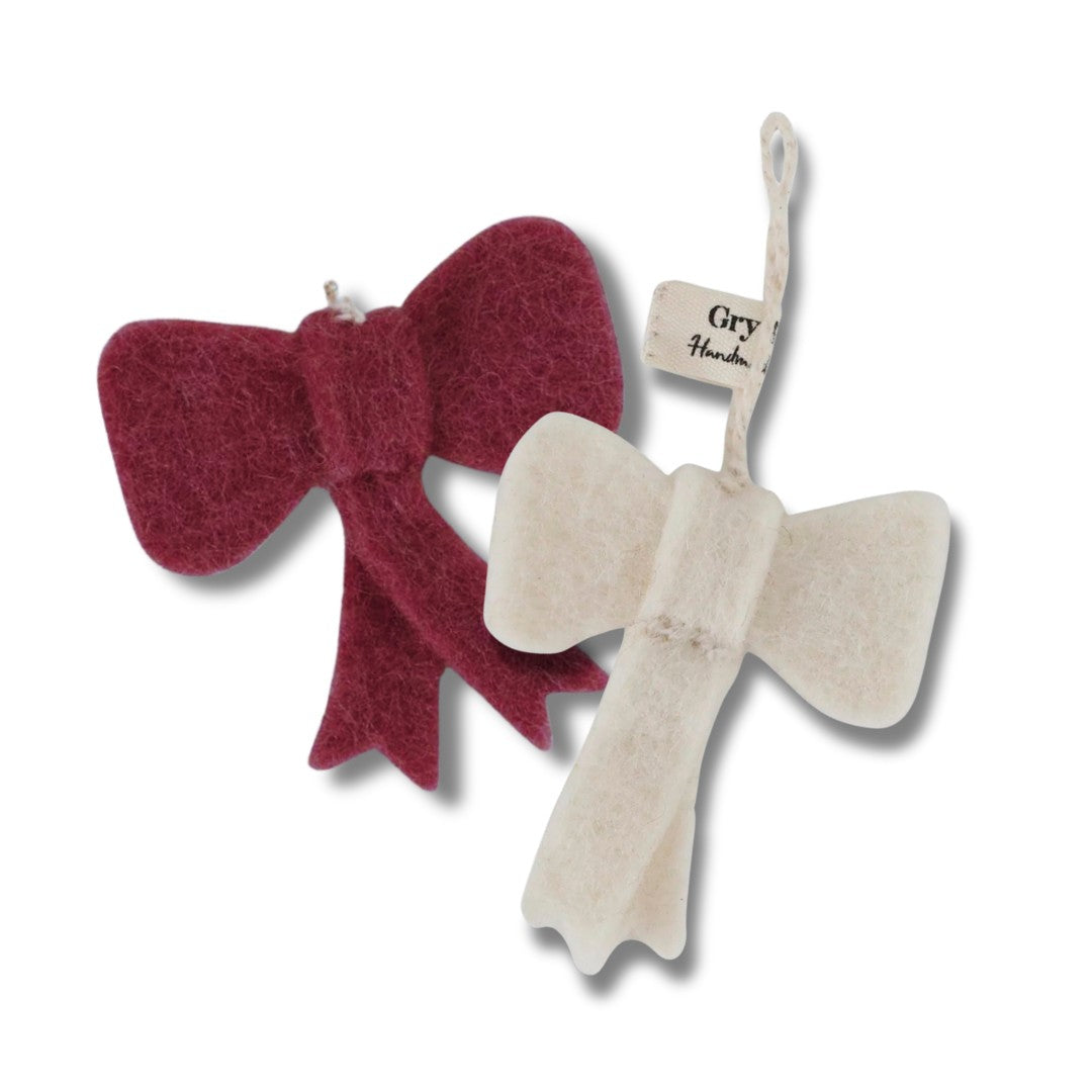 Anhänger Mini Schleifen "Lys & Rød" Filz Weiß Rot 2er Set