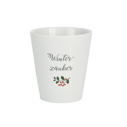 Becher Tasse Happy Mug "Winterzauber" Keramik Weiß