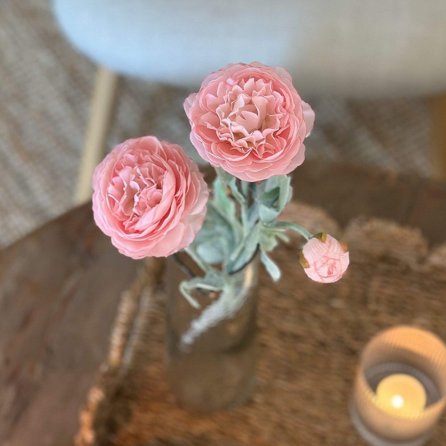 Blume Stiel Ranunkel "Emelie" künstlich 2 Farben 50cm