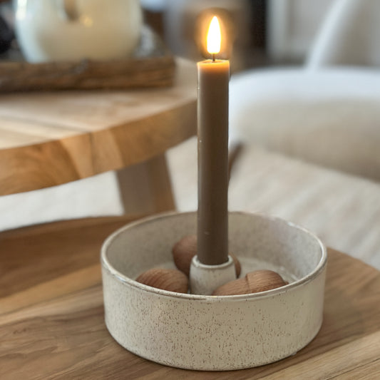 Kerzenhalter Schale "Clair" Keramik rund creme 15cm