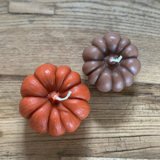 Kerzen Kürbis "Herbstleuchten" orange braun 2er Set