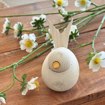 Holzvogel Schwedisch "Saga" Dekofigur aus Holz, 9 cm groß, mit skandinavischem Design und naturbelassenem Finish.