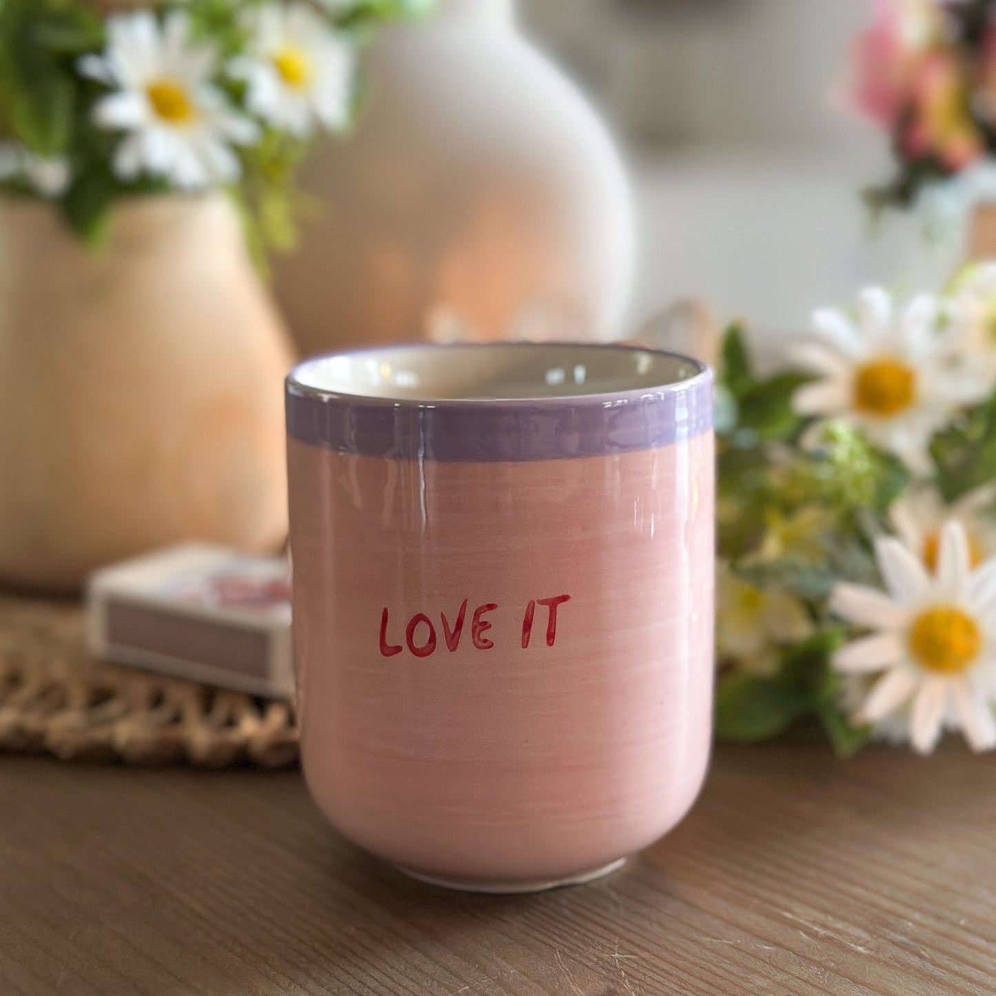 Kaffeetasse "Sunny" von Wohnen auf dem Land, keramischer glasiert Becher mit 250ml Fassungsvermögen, zwei Designs sichtbar