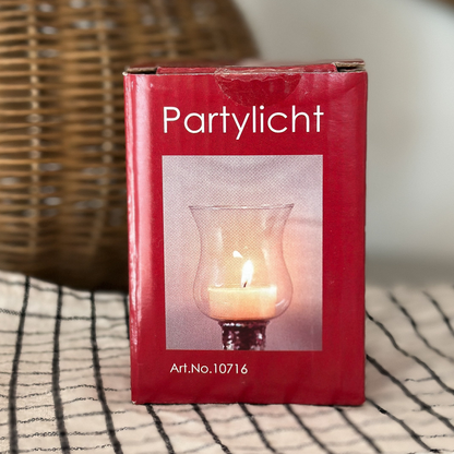 Kerzenhalter aus Glas mit 8cm Höhe, "Partylicht" von Wohnen auf dem Land, dekorativer Glasaufsatz für Kerzen.