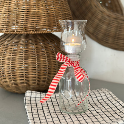 Kerzenhalter aus Glas mit 8 cm Höhe und Glasaufsatz "Partylicht" von Wohnen auf dem Land, für stimmungsvolle Beleuchtung