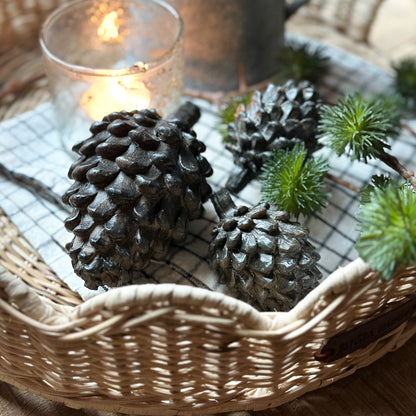 Deko Zapfen "Cones" schwarz braun 3er Set